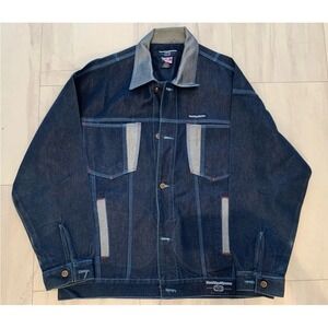 Vintage 90's Brooklyn Xpress Raw Denim L Jacket Jean Levi's Style Size XL